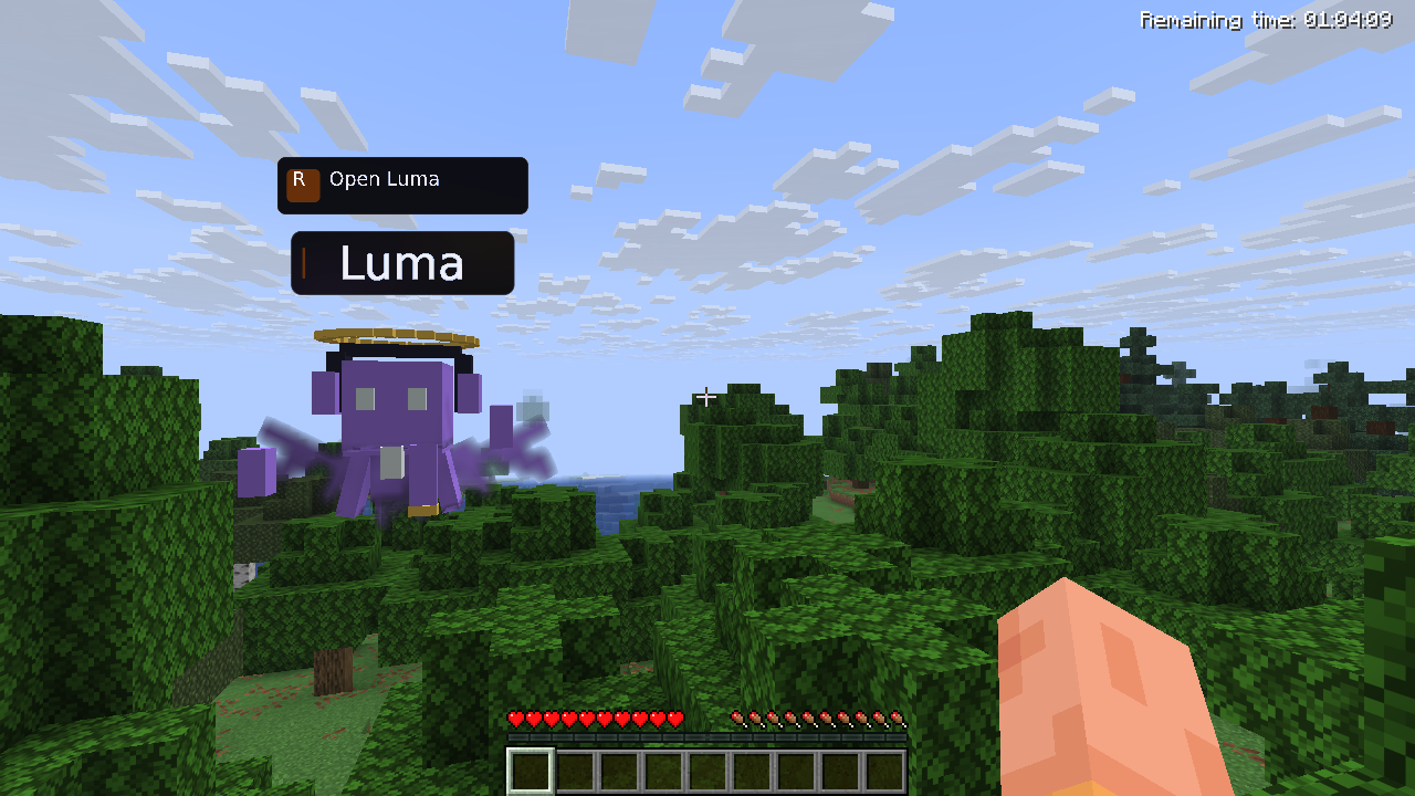 Wisp floating in a Minecraft world